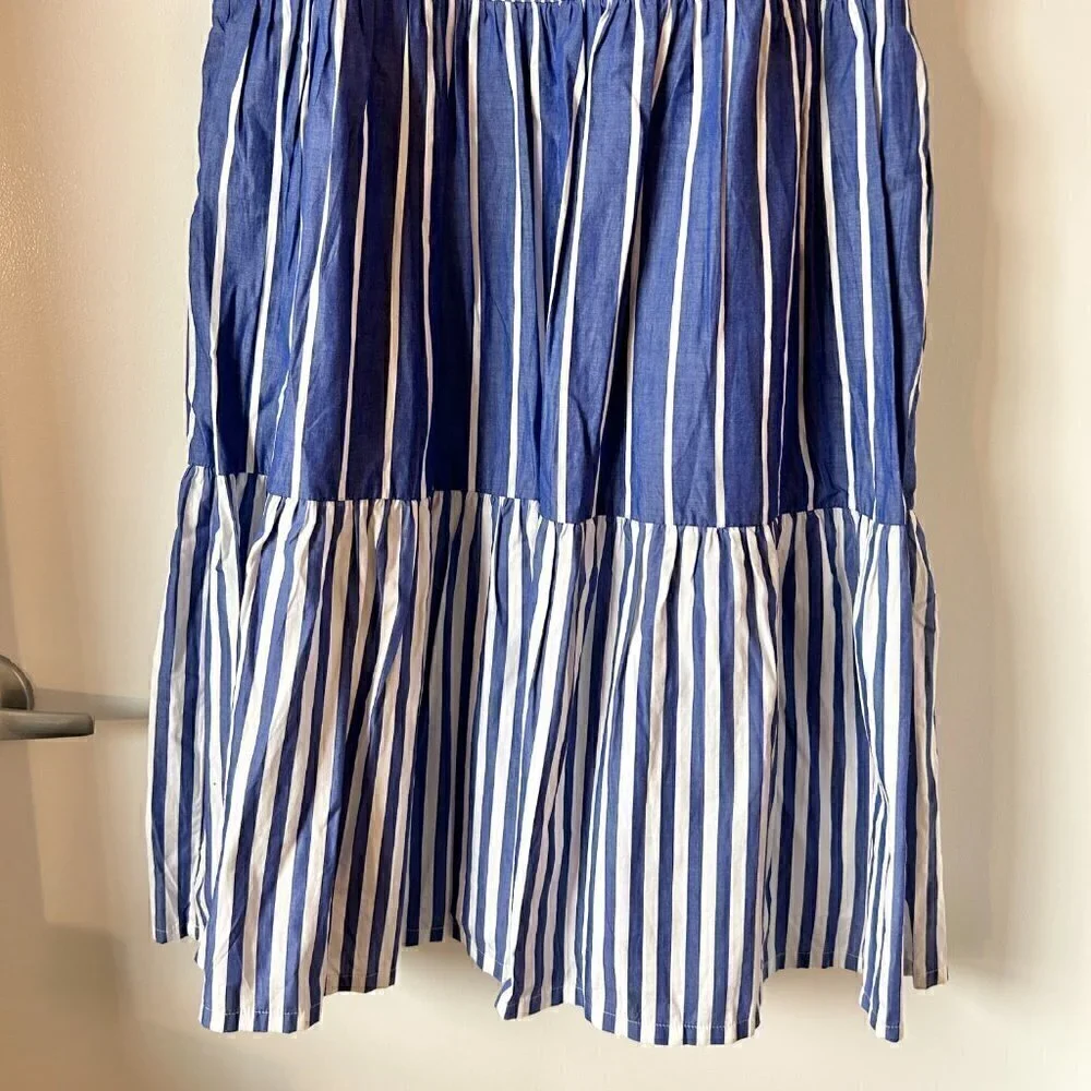 J. Crew Sleeveless Tiered Popover Dress in Mixed Stripe Size XS NWOT